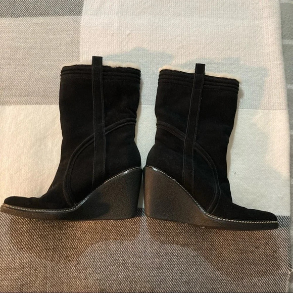 COLE HAAN Sz  9 Wedge Suede Lined Sherpa On Shaft Mid-Calf Boots NWOT - Picture 2 of 10